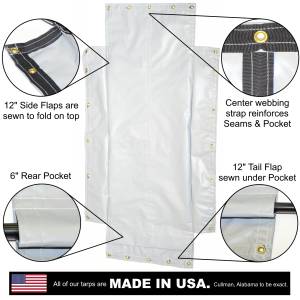 Lookout Mountain Tarp - 18oz Solid Vinyl Flip Tarp with Flaps for Dump Truck Beds and End Dump Trailers