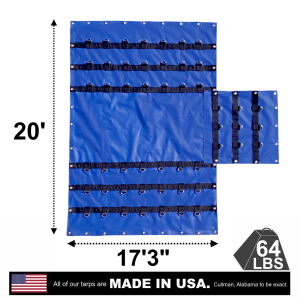 Lookout Mountain Tarp - 20' x 17'3" Vinyl Lumber Tarp with Flap for Flatbed Truck and Trailer - 6' Drop