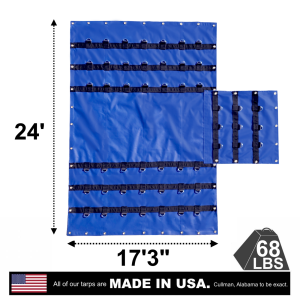 Lookout Mountain Tarp - 24' x 17'3" Vinyl Lumber Tarp with Flap for Flatbed Truck and Trailer - 8' Drop