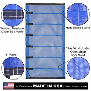 Side Roll Tarp for Belly Bottom Dump Trailer Bed - 11oz Open Mesh