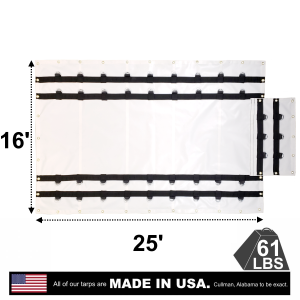 16' x 25' Vinyl Steel Tarp with Flap for Flatbed Truck and Trailer - 4' Drop