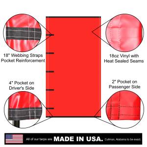 Side Roll Tarp for Belly Bottom Dump Trailer Bed - 18oz Waterproof Vinyl