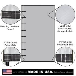 Side Roll Tarp for Belly Bottom Dump Trailer Bed - 22oz Waterproof Vinyl
