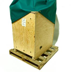 Custom Fitted Skid Crate Pallet Tarp Cover - 18oz Vinyl Coated Polyester