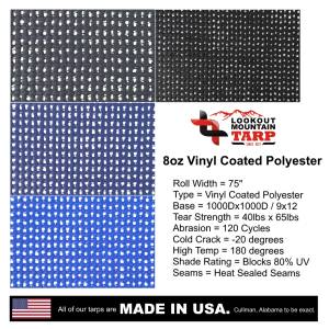 8oz Vinyl Coated Mesh 80% Solid Windscreen Fabric Options