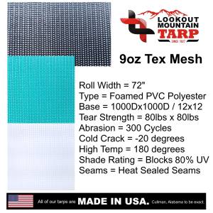 Custom Round Shaped Tarp Cover - 9oz Vinyl Coated Mesh 80% Solid